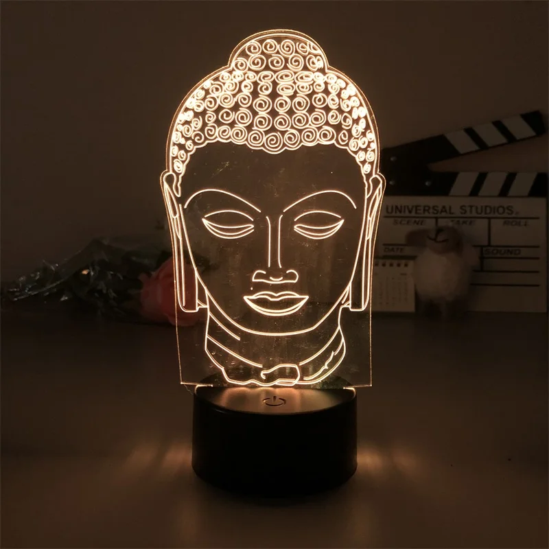 3d Night Light Buddha Bodhisattva Head Hot Selling for Bedroom Decor Cute Birthday Color Gift LED Lamp Manga Kid Lovely Present