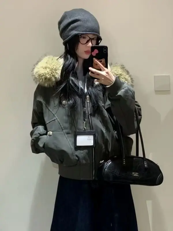 

Women's Winter Thiened Fce Lined Cotton Jaet 2025 New Sle American Couple Mountain Eagle Cotton Coat Super Cute