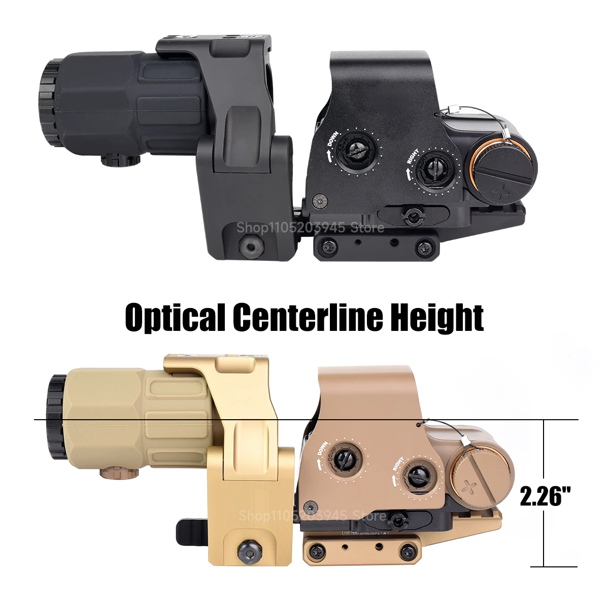 EXPS3 558 Holographic Red Green Dot Sight Combination Height Increase FAST FTC G33 G45 Magnifier Flip Mount Optic Rifle ScopeX view 3