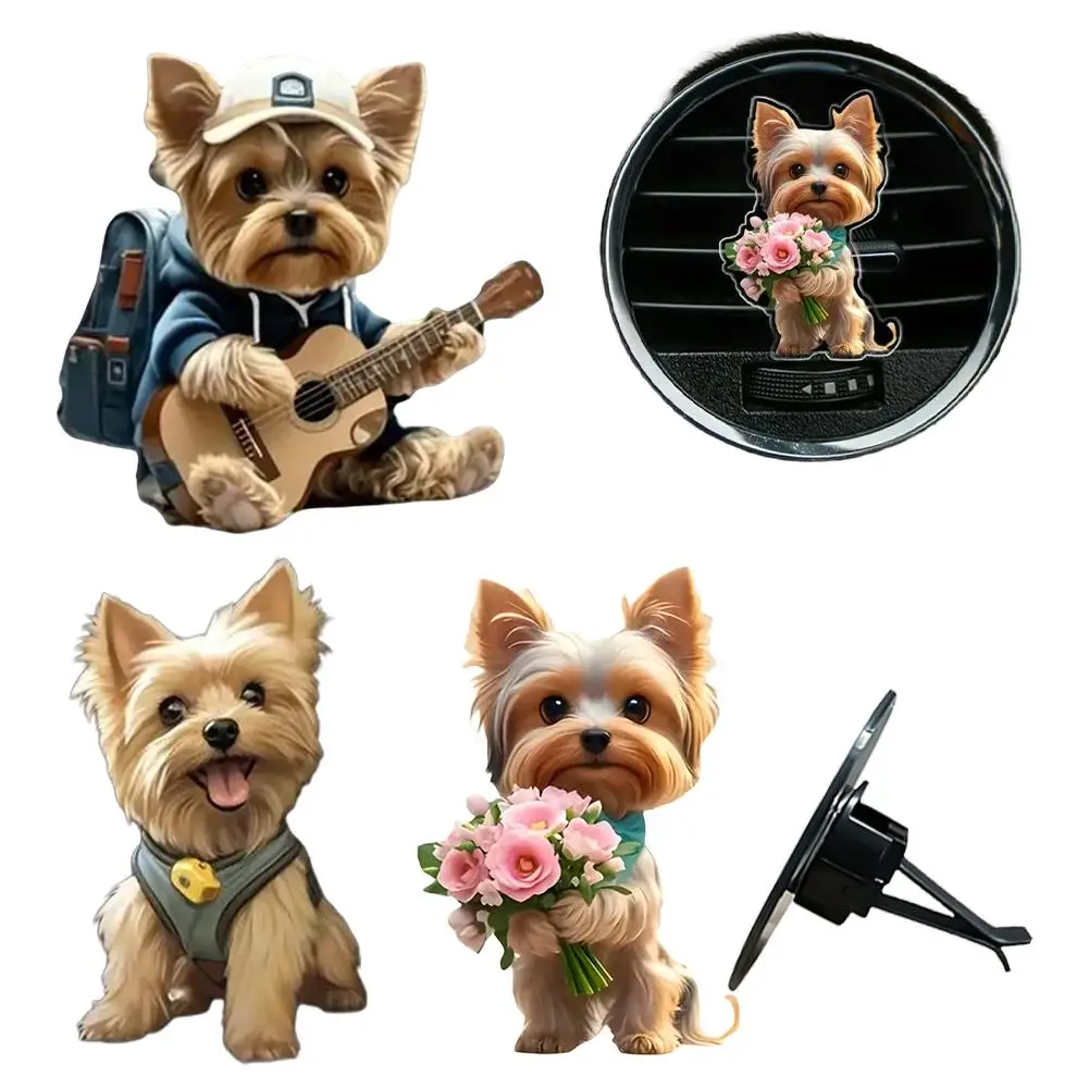 

Yorkie Dog Car Air Outlet Perfume Clips Playing The Puppy Clip Outlets Aromatherapy Interior Air-Conditioning Ukulele Acces H1Y2