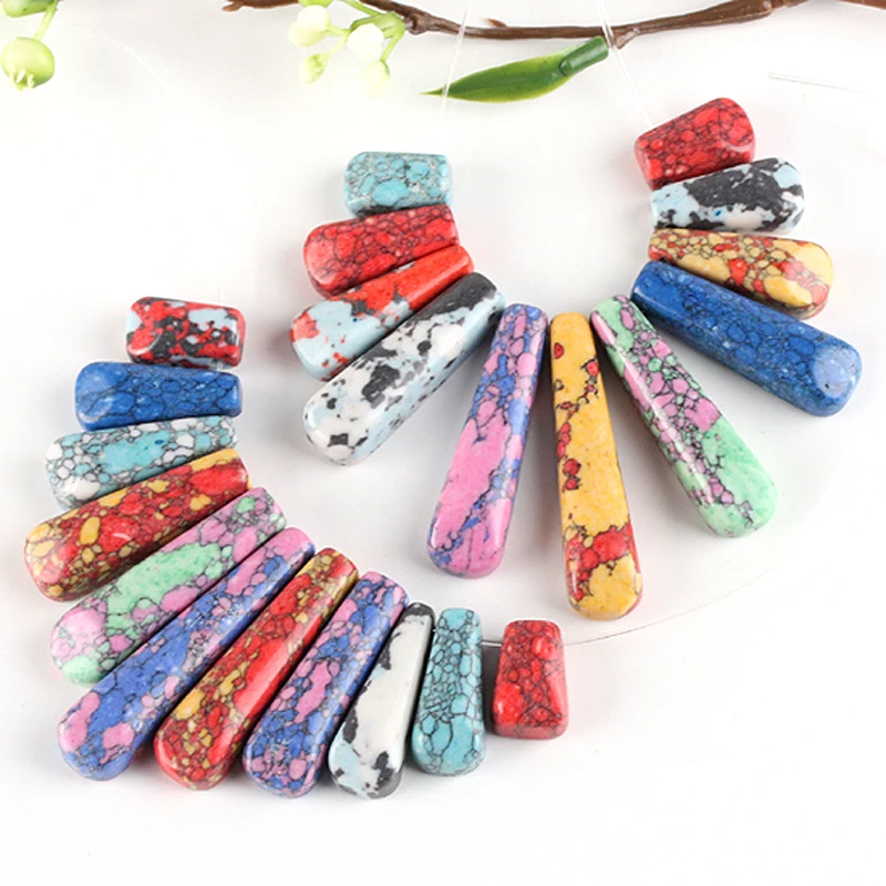 TUMBEELLUWA Natural Assorted Square Round Strip Gem Stone Loose Beads Pendants Accessories Set For Jewelry Making