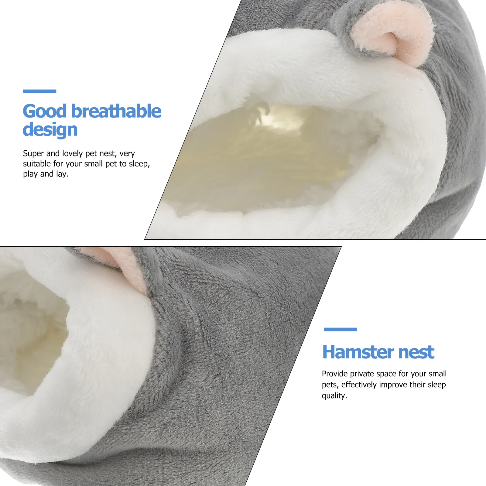 

Hamster Cotton Nest Light Grey Comfortable Winter Warm Pet Sleeping Bed Soft Small Animal Bed Travel Sofa Car Use
