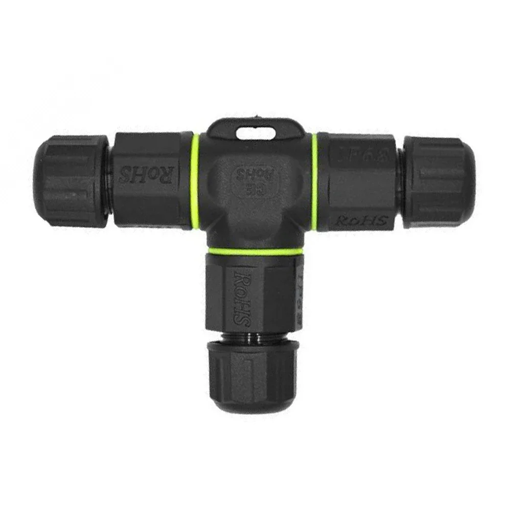 IP68 Cable Waterproof Joint Connector Three Way Branching Device 4 Pin T Type Outdoor Rainproof Wiring Terminal