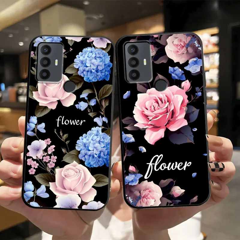 Luxury Flowers For TCL 30 SE 30E 306 305 Case Soft Silicone Shockproof Cover For TCL 30 Plus 305i 5164D Phone Case Coque Bumper