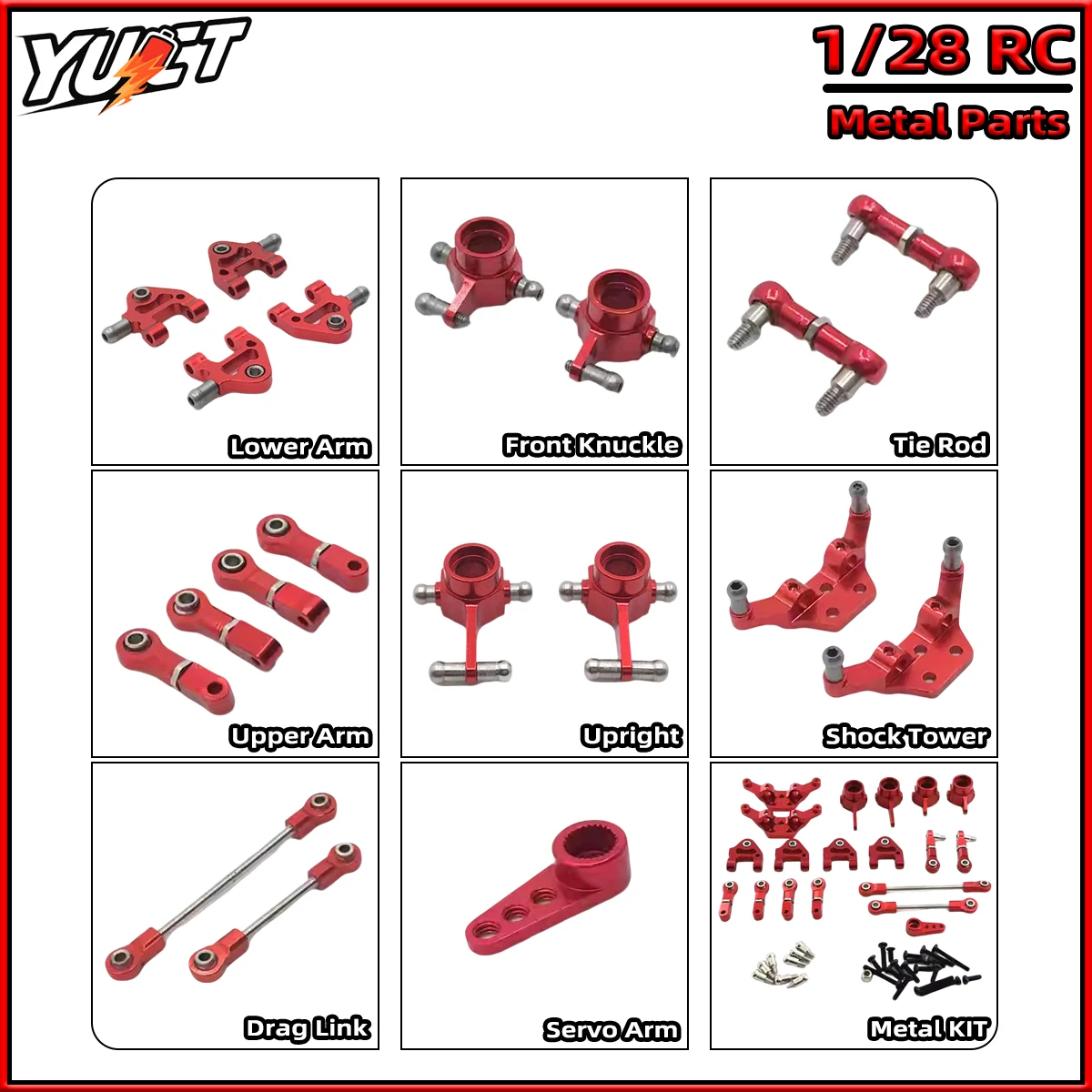 

1/28 RC Metal Upgrade Kit Steering Link Servo Arm 28t Rear Steering Cup For WLtoys K969 K989 284131 K979 P929 P939 RC Car Parts