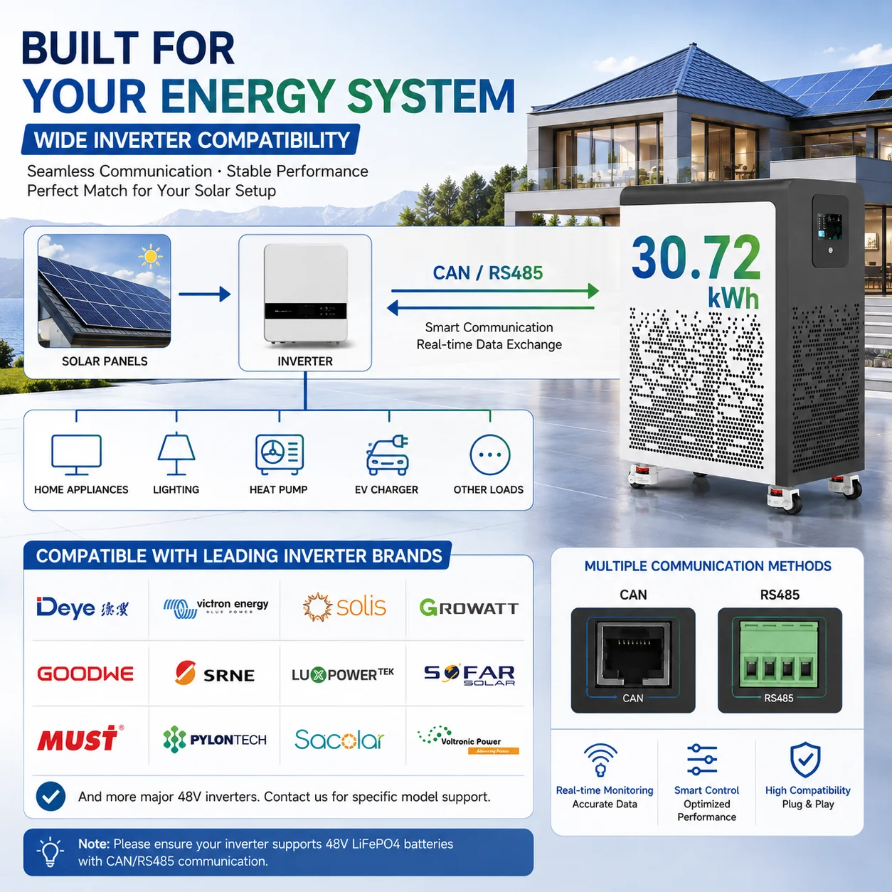 LiFePO4 48V 600Ah 30Kwh Battery Pack 6500+ Cycles Bluetooth BMS Solar AKKU 51.2V 300Ah 15Kwh 100Ah 5Kwh Lithium Battery EU STOCK