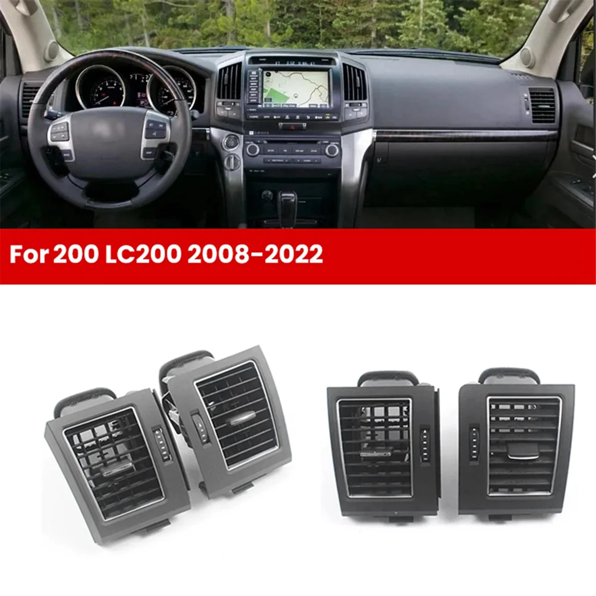 Gray Car Air Conditioning Outlet Replacement Parts Modification Accessories for Toyota Land Cruiser 200 LC200 2008-2021