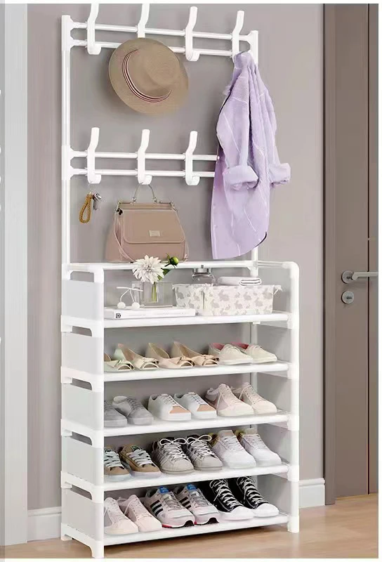 Integrated Shoe Rack for Coat Hat Hanger,Bedroom  Shoe Cabinet, Bag Storage