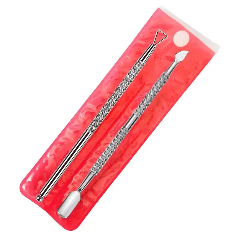 2 قطعة بشرة من الفولاذ المقاوم للصدأ مقشرة مكشطة جل أداة إزالة طلاء الأظافر لفن الأظافر