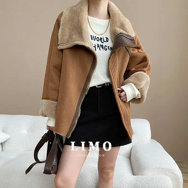 سترة نسائية جديدة من LIMO 2025 مصنوعة من الجلد الصناعي معطف شتوي دافئ وبطانة من الفرو الصناعي ملابس خروج من القطن والبوليستر في الهواء الطلق