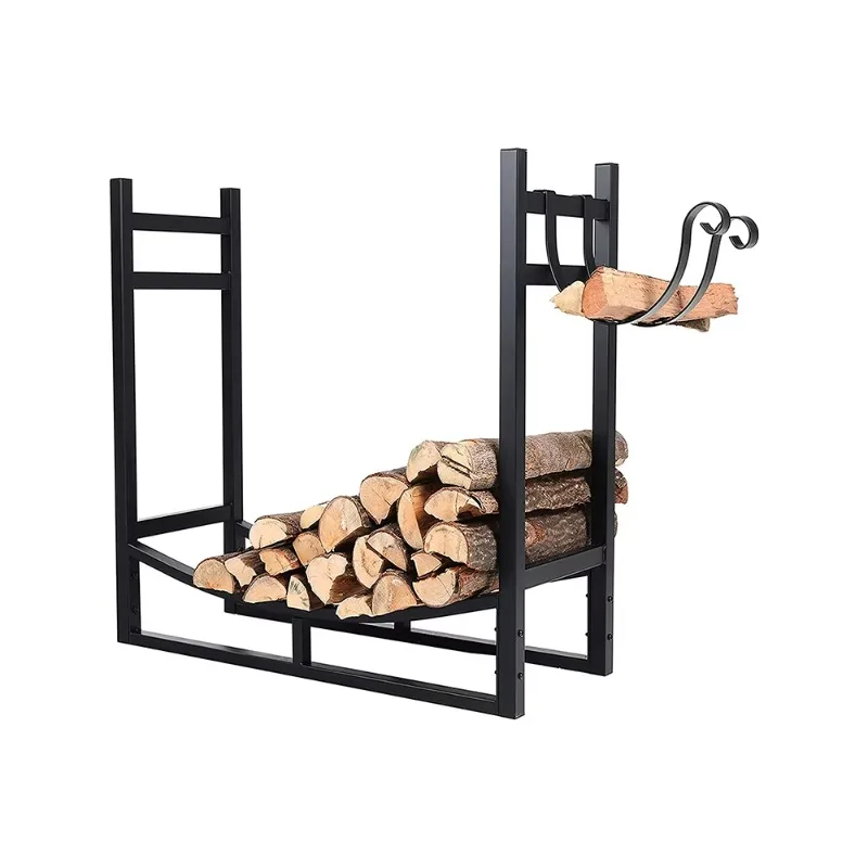 

High Quality Black Square Steel Firewood Rack Log Fireplace Wood Holder 4-Foot Indoor Outdoor