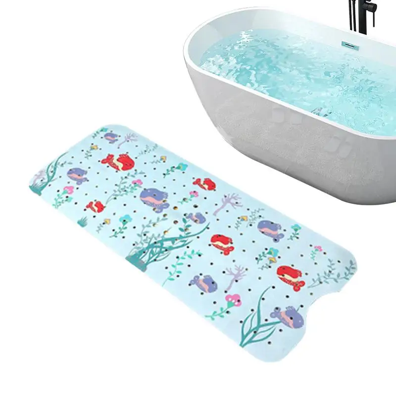 Baby Bath Mat For Tub Cartoon Toddler Anti-Slip Shower Mats 40 X 16 Inch Machine Washable Toddler Baby Bathtub Mat With Suction