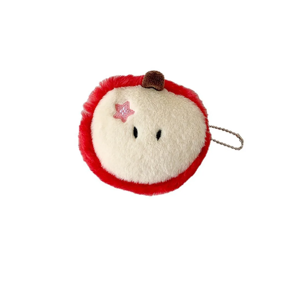 Korean Version Cute Plush Fruit Coin Purse Simulation Apple Plush Headphones Lipstick Storage Bag Keychain Pendant Holiday Gift