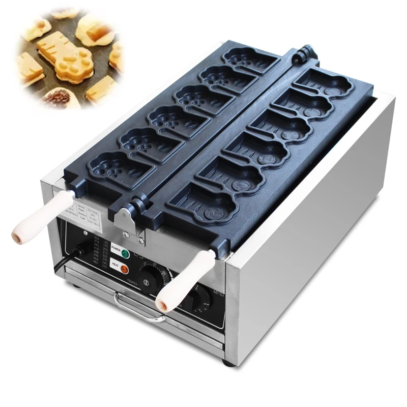 HPH2O 6PCS Cat Paw Shaped Waffle Maker Non-stick Cartoon Waffle Machine Baking Equipment Cake Maker For Home Kitchen