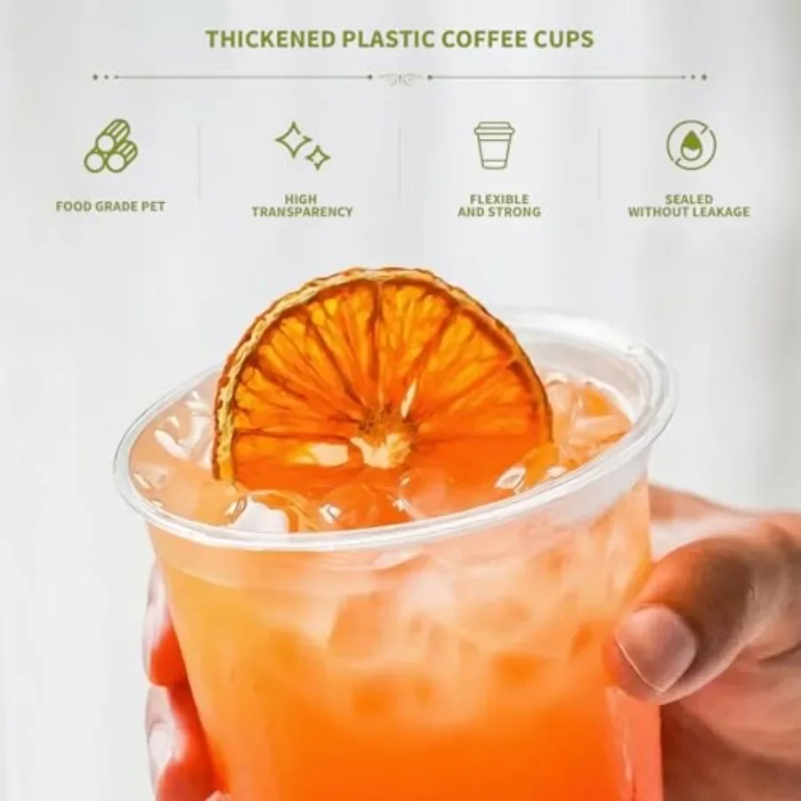 50 PCs Clear Round Bottom Plastic Cups, Disposable Stemless Wine Glasses, Iced Coffee Cups for Cold Drinks, Juice, Boba Tea, Sm - view 4