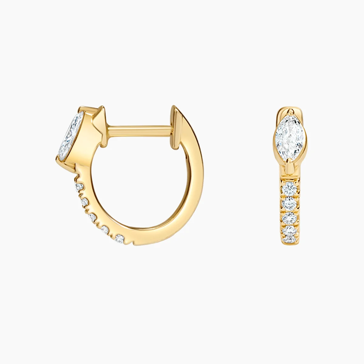 Marquise and Round Cut Lab Created Diamond Earrings 9K/14K/18K Solid Gold Lab Grown Diamond Hoop Earrings Fine Jewelry For Women
