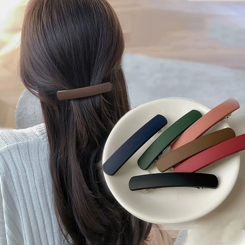 Women Vintage Acetate Rectangle Hairpins Hair Clips Solid Color Matte Print Side Clips Barrettes Hair Accessories Headwear