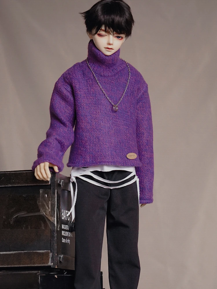 D09-P348 children handmade toy 1/4 1/3 uncle MDD bjd doll clothes green purple sweater black pants 4pcs/set