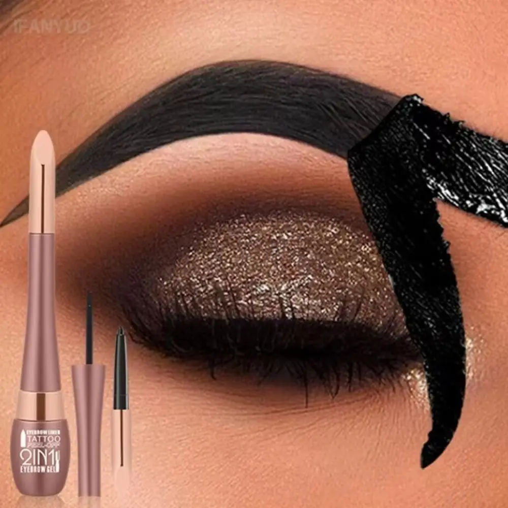 Waterdichte Tattoo Peel Off Brow Gel Wenkbrauwpotlood Set Blijvende Natuurlijke Look Tattoo Peel Off Wenkbrauw Pen Smudge-proof Wilde wenkbrauwen