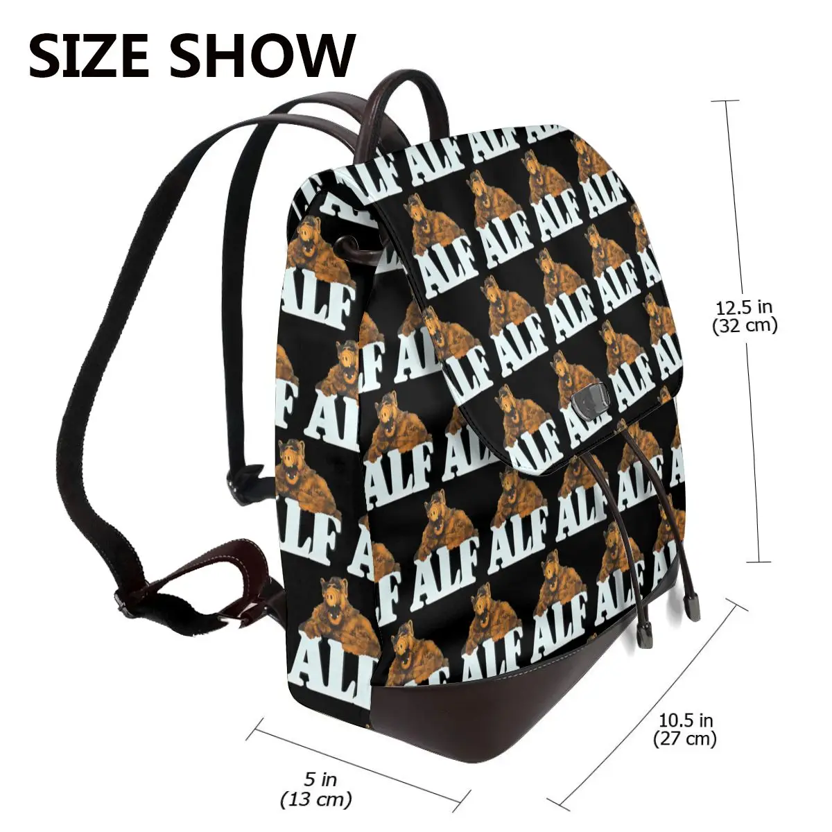 ALF The Animated Series Multicolor Bookbag School Student Bags Hiking Travel Daypack for Women Fashion Derma Backpack
