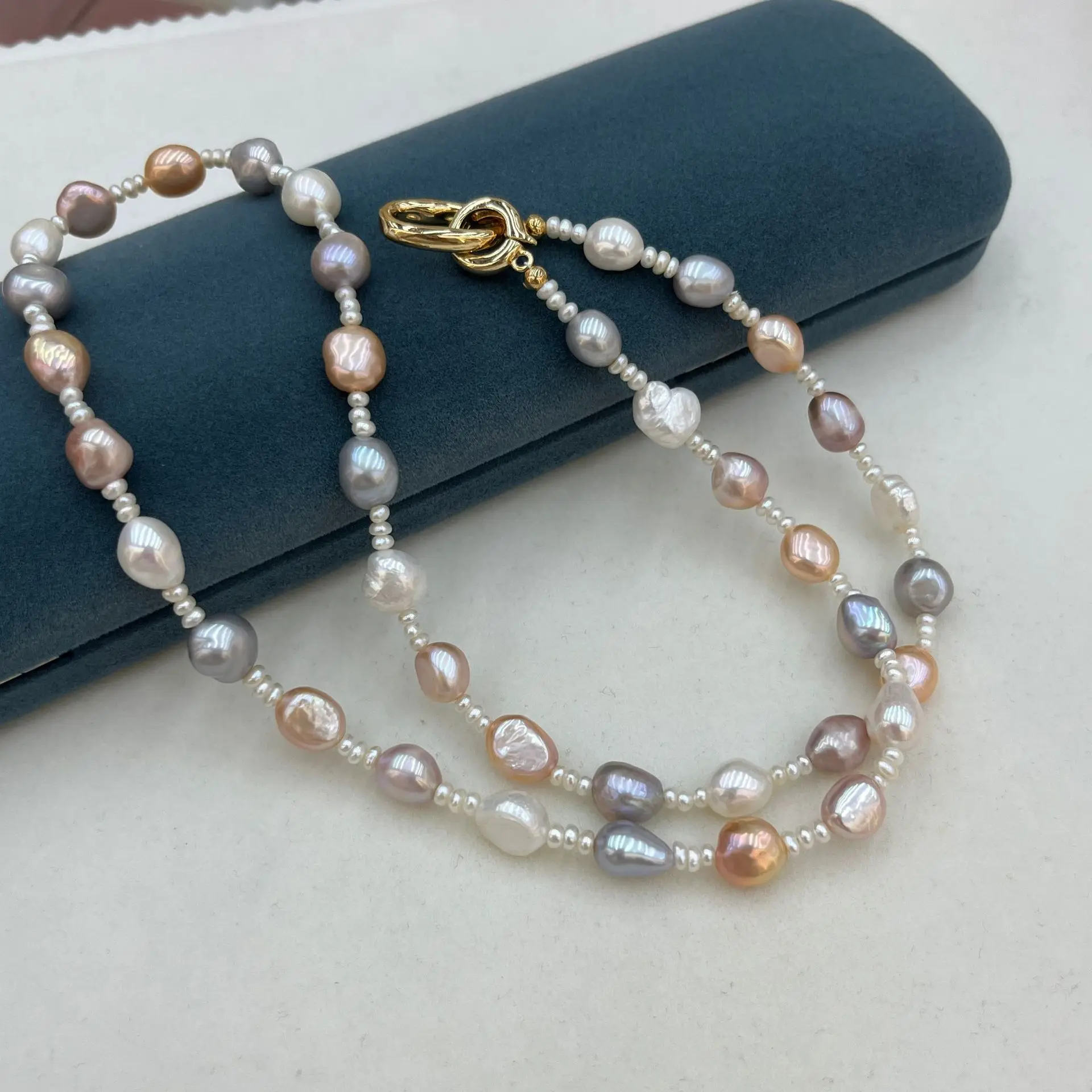 Luxury Multi Colors White Beads Necklace for Women Freshwater Pearl Long Sweater Chain Collar Choker Baroque Necklaces Jewelry