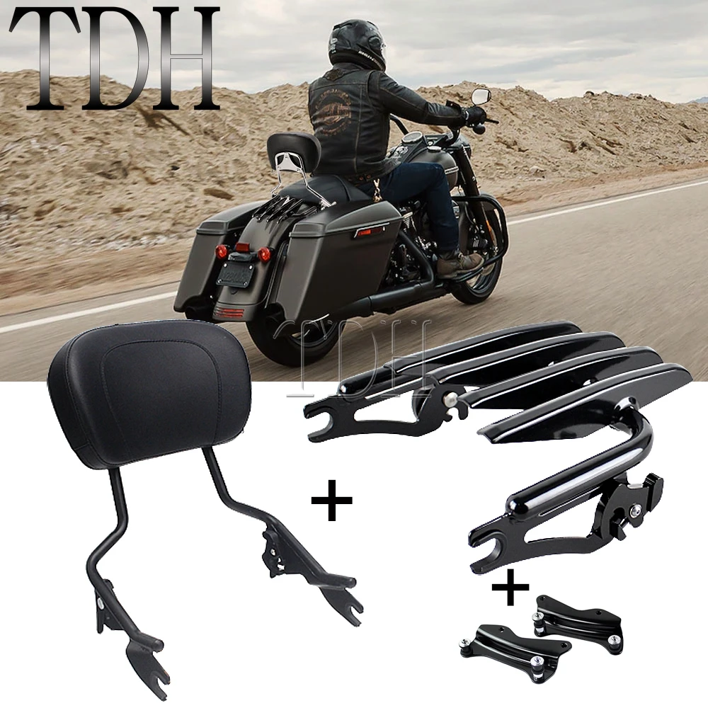 Motorcycle Detachable Stealth Luggage Back Bissybar Backrest Pad for Harley Road King CVO Street Glide Road Glide Special 09-22