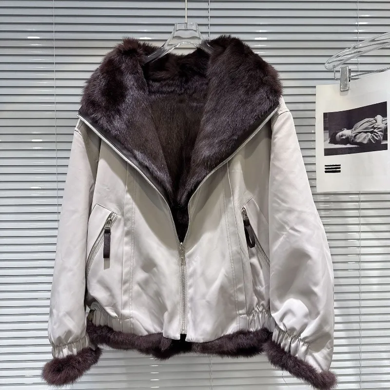 2025 hiver mode et loisirs nouveau Maillard haut droit fermeture éclair deux côtés Parkas chauds manteau épais vêtements féminins