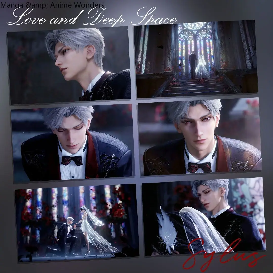 6 قطع من Love and Deepspace Sylus Cosplay مقاس 3 بوصات بطاقة بريدية صغيرة مجموعة بولارويد هدية عيد ميلاد لعبة أنيمي