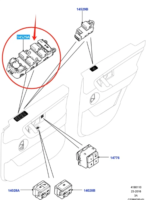 LR085483 LR109008 LR059772 Electric Power Window Main Switch Control for Land Rover Discovery Sport 2015-2019