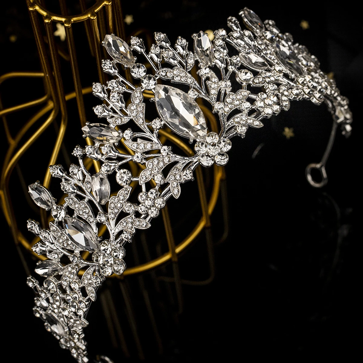 Luxus Kristall Strass Krone Krone Mode handgemachte Tiara für Frauen klassische Prinzessin Haarschmuck für wichtige Anlässe – Detail 6