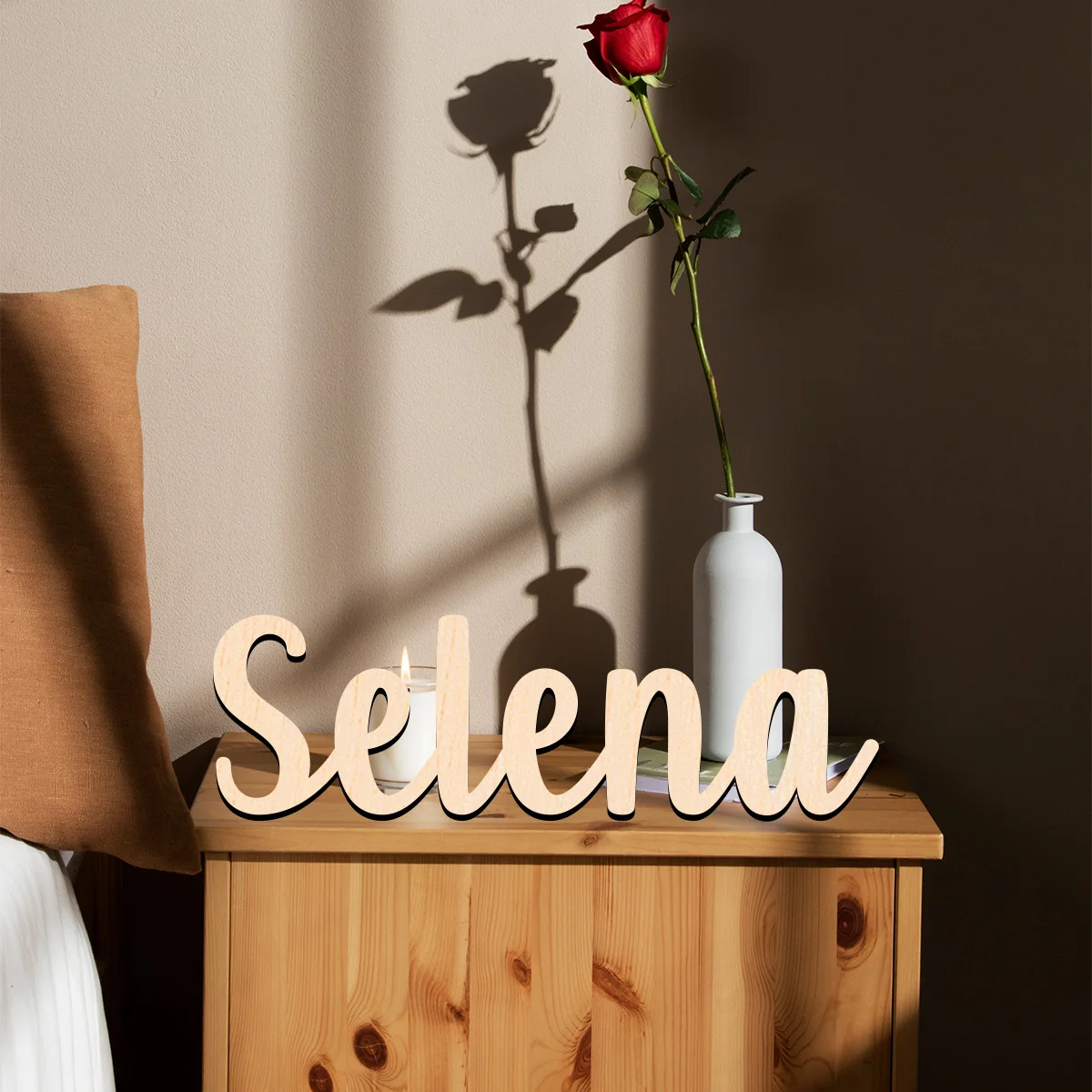 

1 pc selena example Customized Name Wood Material Handcrafted with Elegant Cursive Lettering