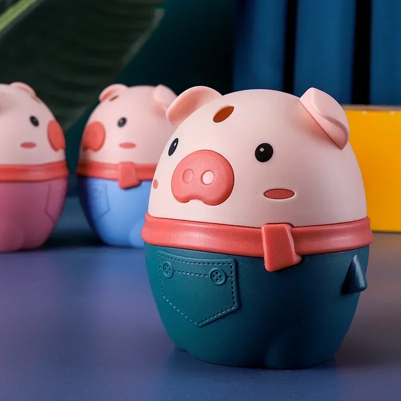 Portable Cartoon Pig Toothpick Holder Family Living Room Fashion Automatic Pop-up Toothpick Box Press Toothpick Storage Bucket