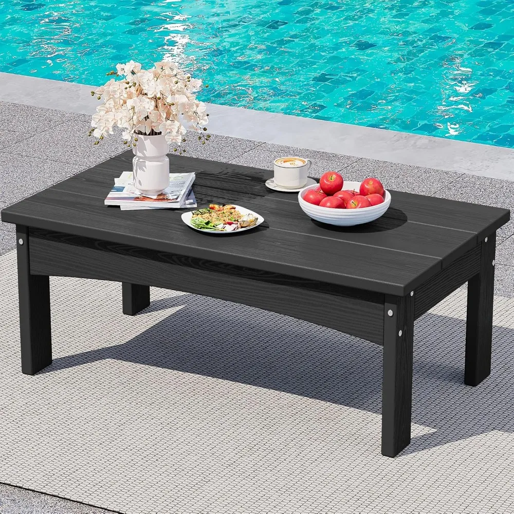 Outdoor Coffee Table, All-Weather Patio Side Table, Durable Patio Furniture Table for Garden, Deck, Porch, Poolside