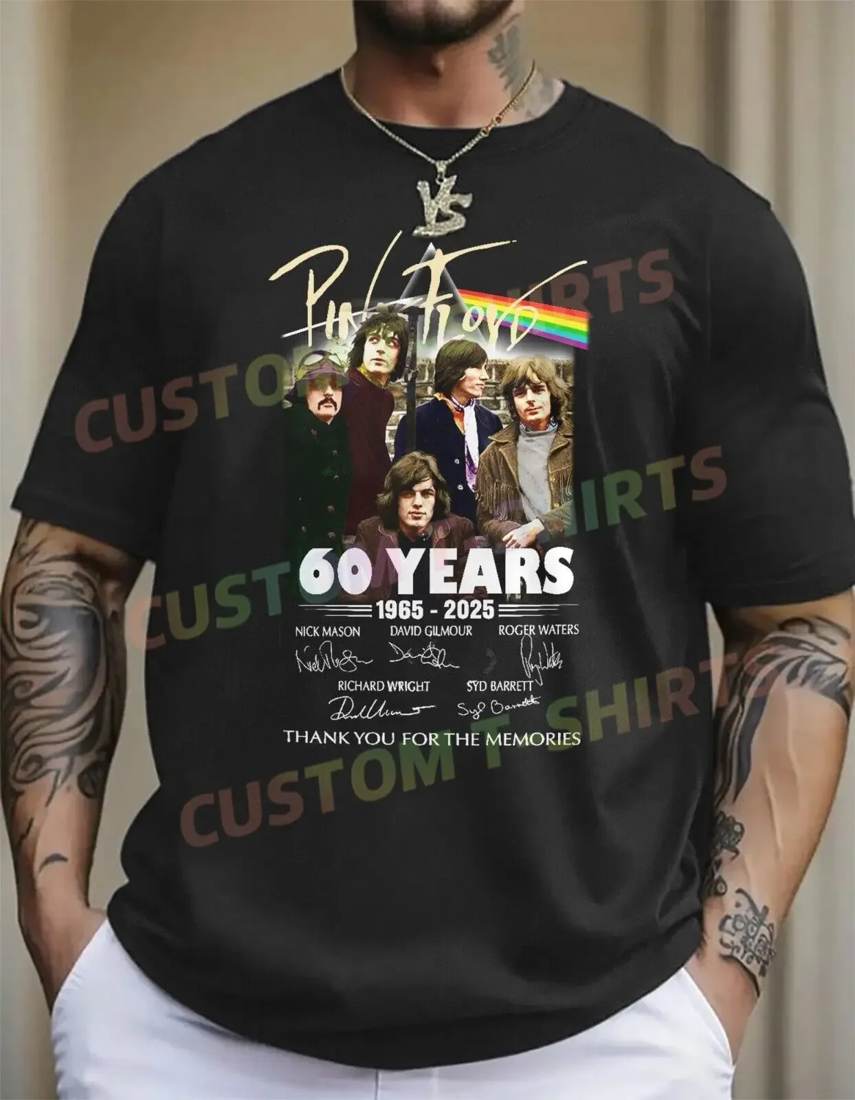 

Pink-FloydS 60th Anniversary 1965 2025 Men's 100% Cotton T-shirt