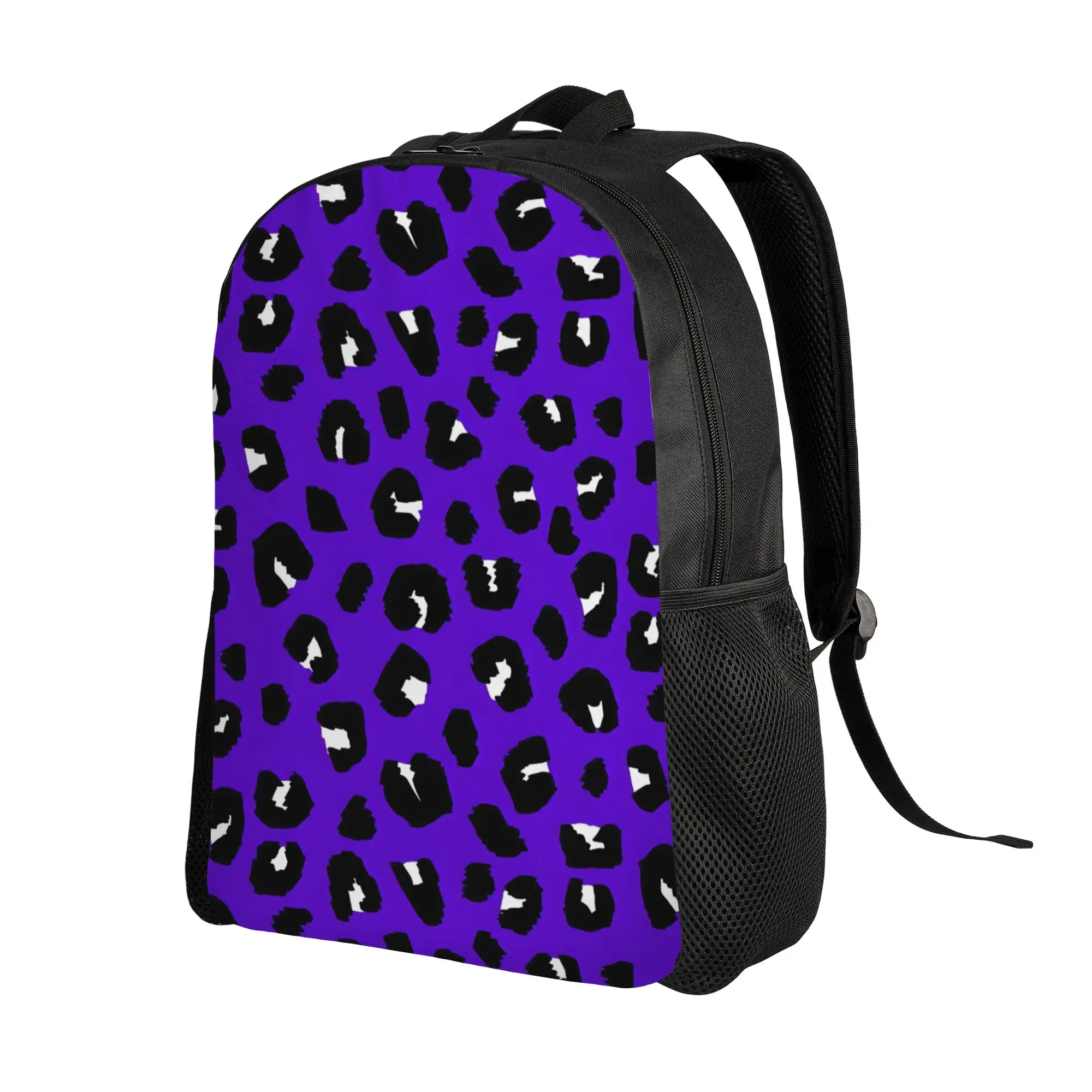Back to school season Zipper Closure Leopard Print Spots Purple 1 Rucksack Leopard Print Couple Book Pack Backpack