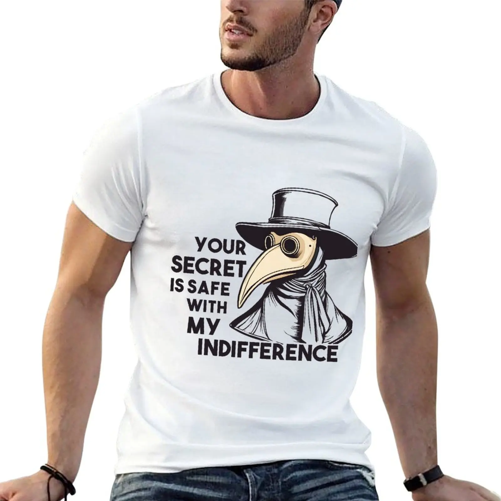 Masque de médecin de la peste - T-shirt avec citation sur l'indifférence, T-shirt sur le thème d'Halloween