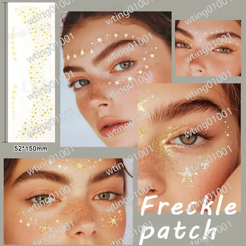 for Masquerade Ball Metallic Bronzing Freckle Tattoo Stickers Waterproof Temporary Body Art Makeup for Performance Party
