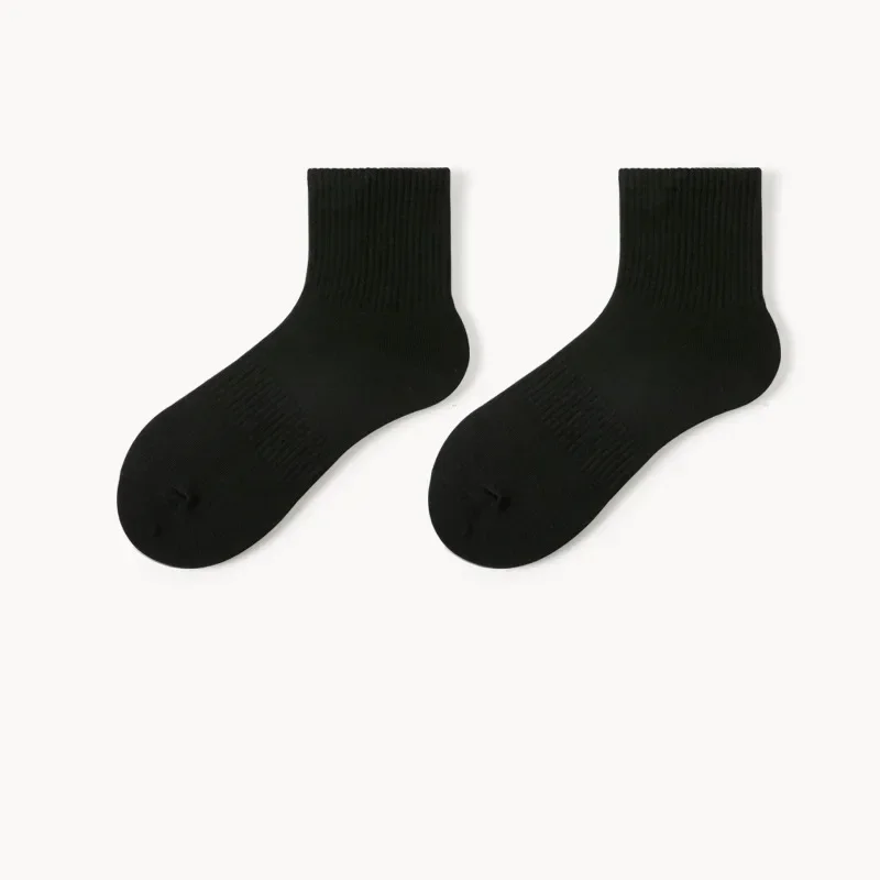 Black and white socks in summer thin solid color mid -color pile of socks in summer ice  heated socks