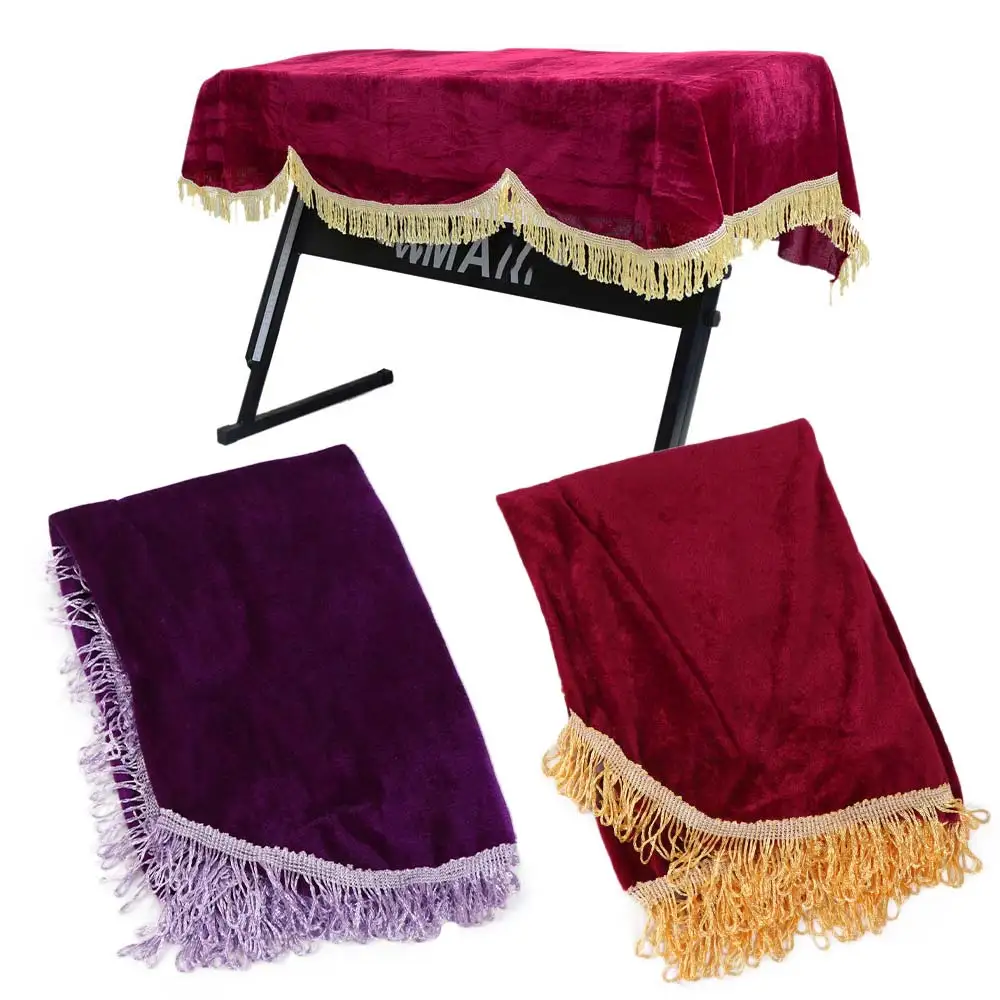 Funda Antipolvo para Piano Rojo y Morado con Borlas de Terciopelo - imagen 4
