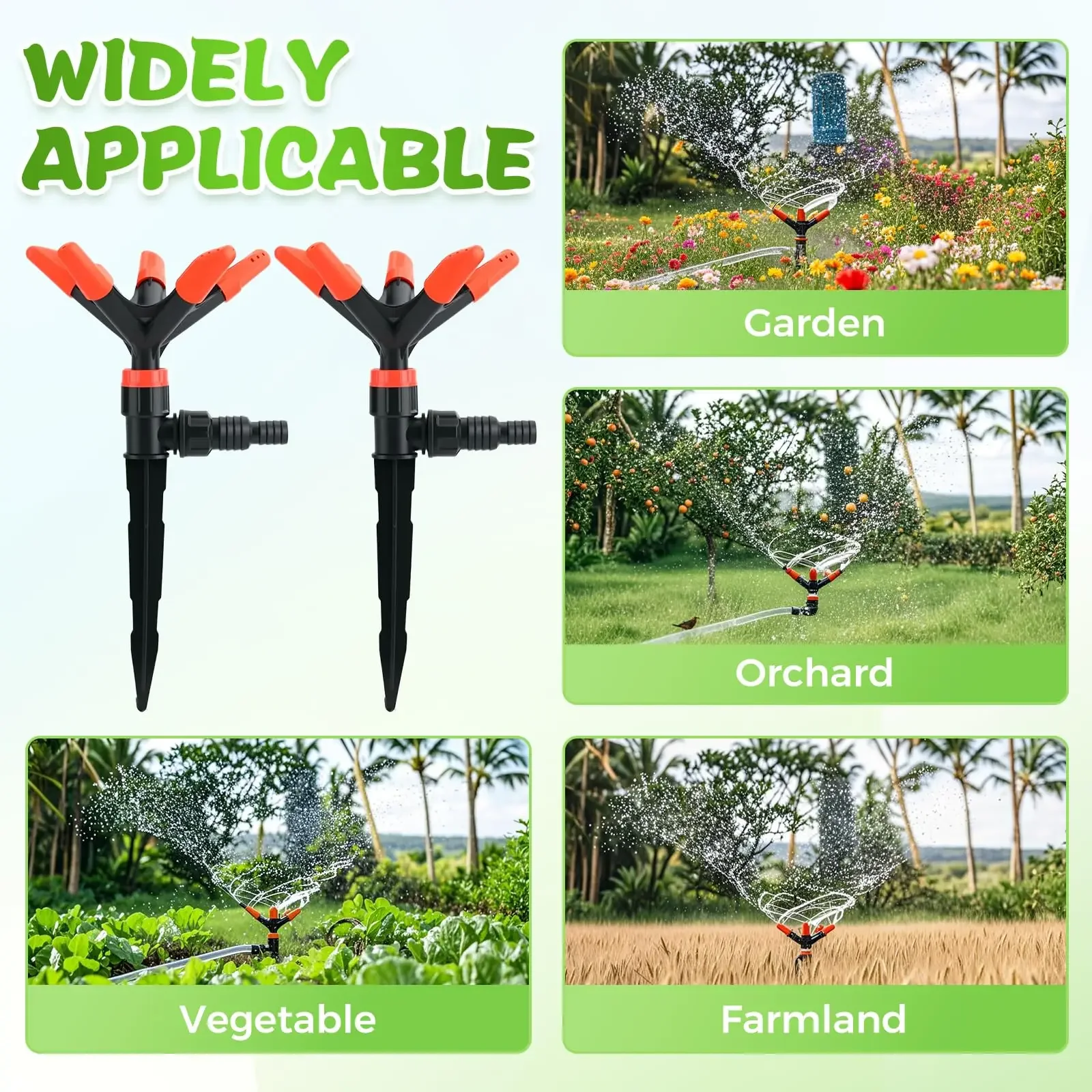 2pcs Automatic 360 Rotating Garden Sprinkler Adjustable Spray for Lawn Patio Plant Beds Easy Installation Saves Time and Water
