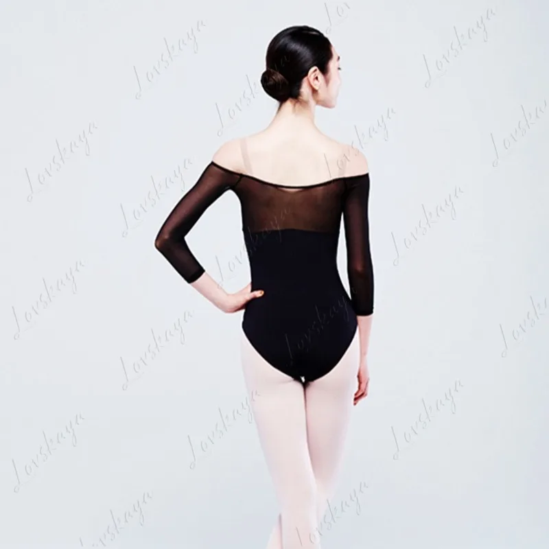 زي تدريب رقص الباليه للسيدات متعدد الألوان مع تصميم مرقع بأكمام على الكتف لأداء الرقص