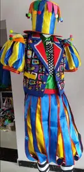 Clown Costume Men Performance Suit Short Sleeve Playground Include Hat