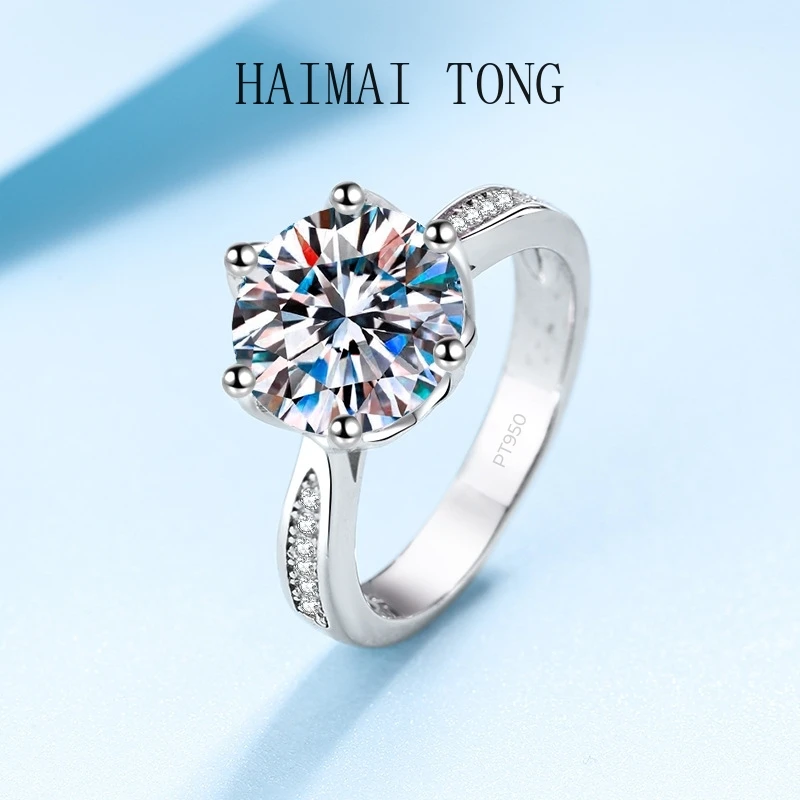 New Style Platinum PT950 Engagement Ring 3Carat Women Wedding VVS1 DColor Moissanite Diamond Anniversary Day Gift for Girlfriend