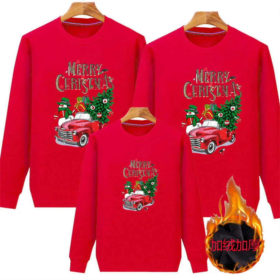 Family Look Christmas Family Matching Outfits Women Men Kids T-shirt Long Sleeve Cotton Cartoon Print New New Year Costume