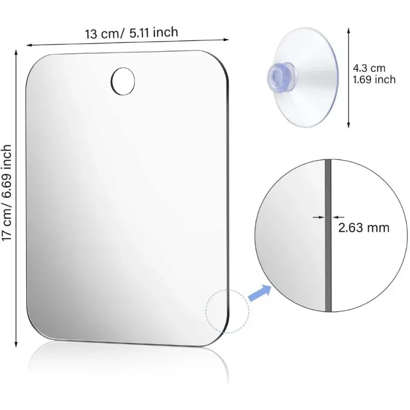 1 قطعة مرآة الاكريليك مع مرآة دش شفط الجدار للرجل الحلاقة النساء ماكياج المحمولة السفر اكسسوارات الحمام #2