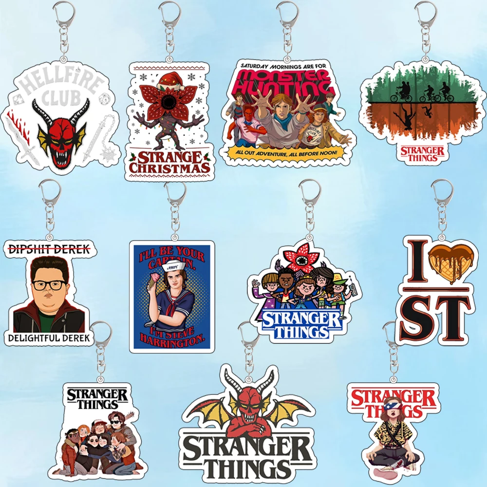 Stranger Things D'artagnan Barbara Holland Steve Harrington Dustin periféricos llavero acrílico dibujos animados mochila colgante regalo