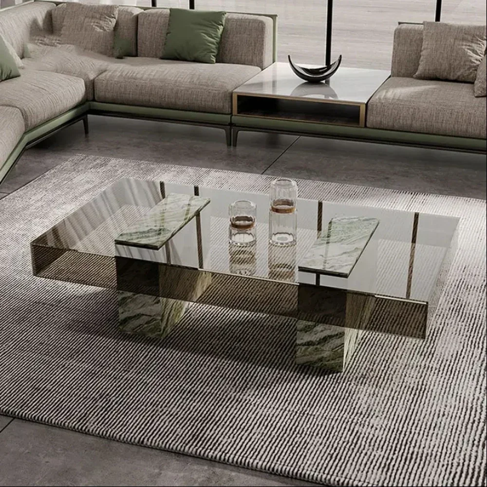 

Whole Living Room Green Marble Coffee Table New Design Luxury Glass Top Coffee Table