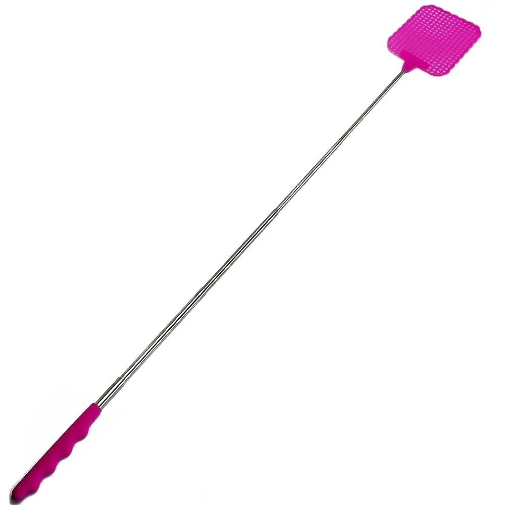 Flyswatter Fly tapper mosquito insects swatter telescopic up to 73 cm pink SQ