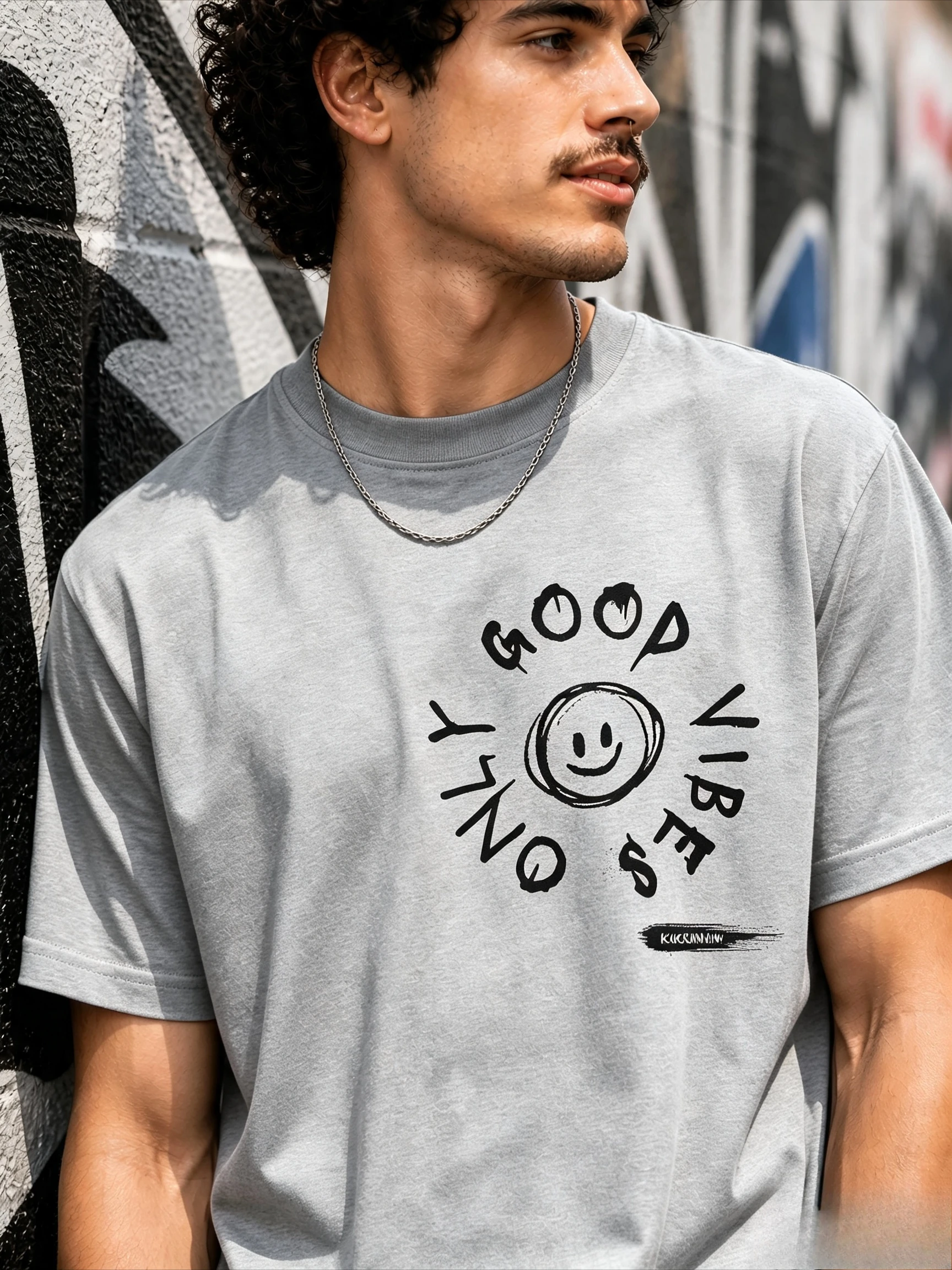 Good Vibes Only T-Shirt | Organic Cotton Graphic Tee  Smiley Face Unisex Shirt | Streetwear Gift High-quality Fashionable Trendy