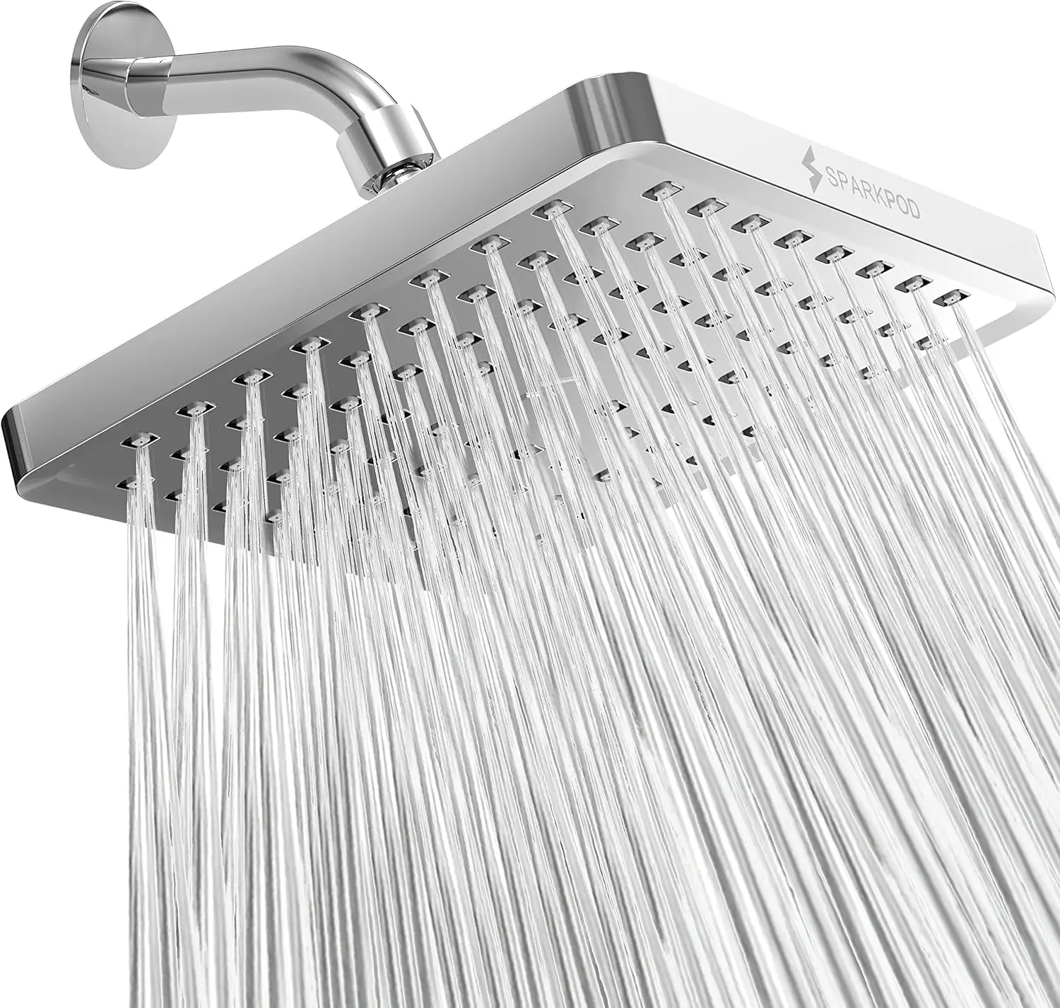 

High Pressure Rain Shower Head - 8 Inch Square Luxury Chrome, Easy Install & Clean, Adjustable Replacement for Bathroom